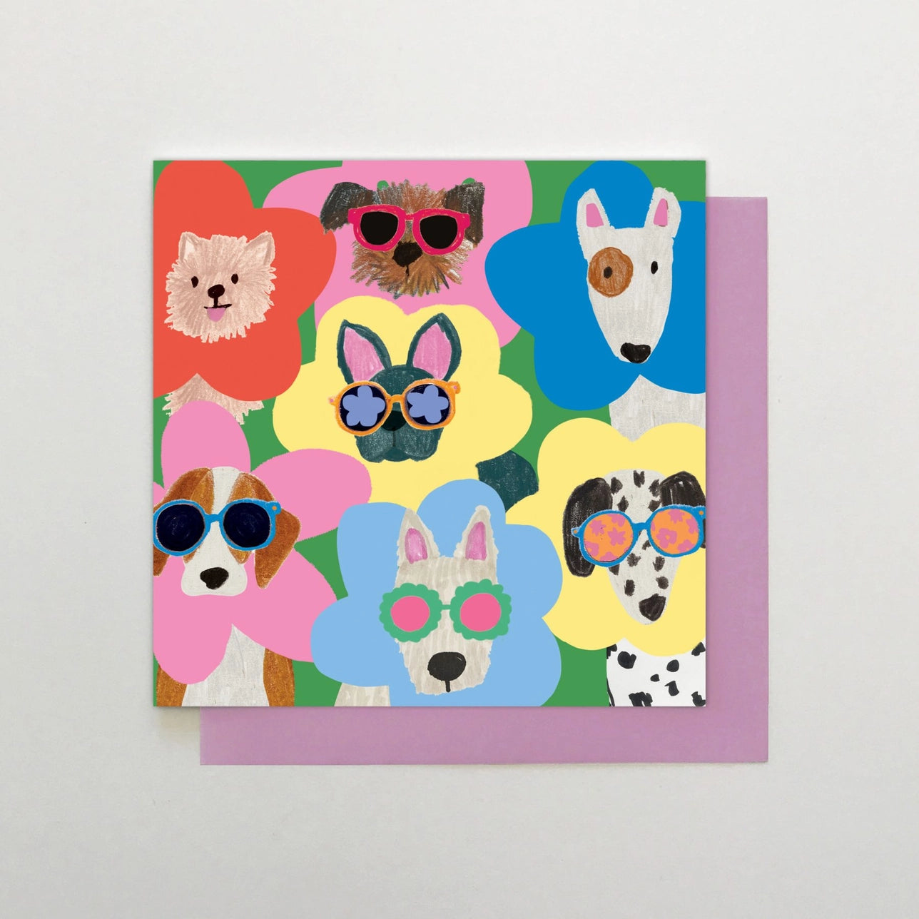Dogs in Flowers Card
